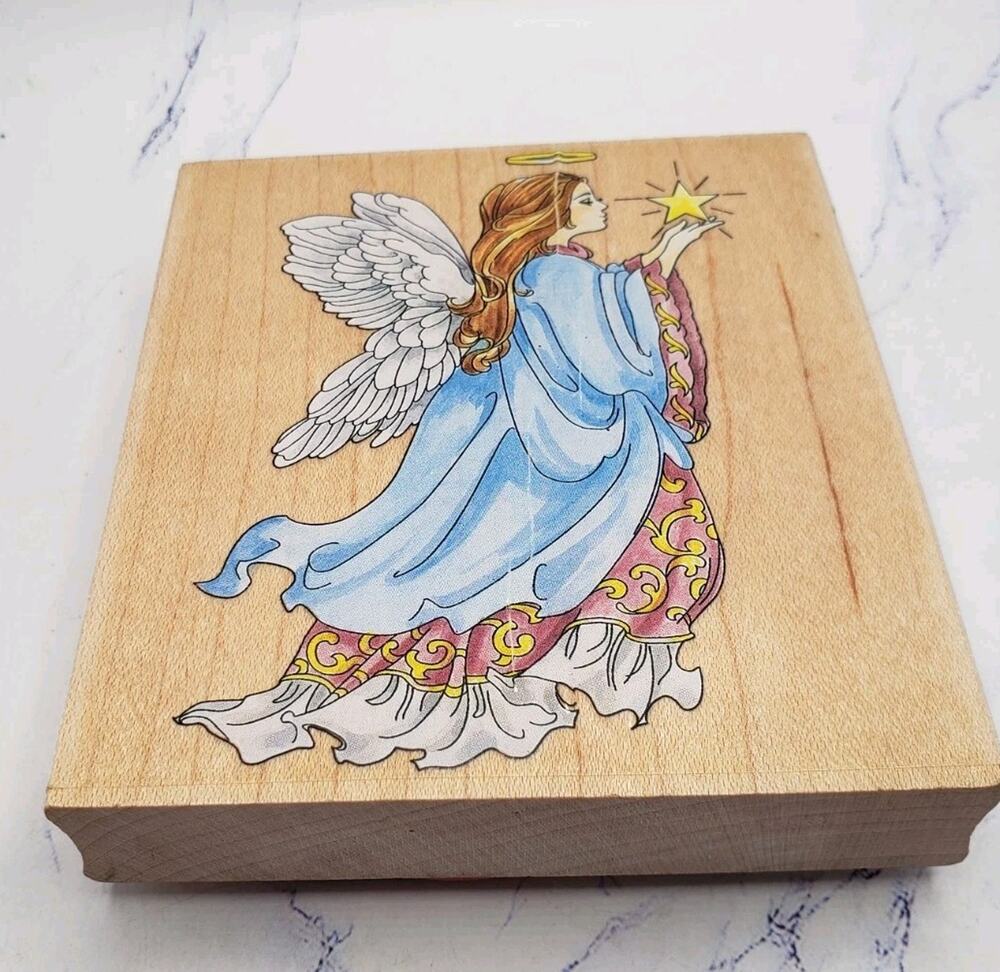 Stamps Happen Celestial Angel 80020 Wood Mounted Rubber Stamp New